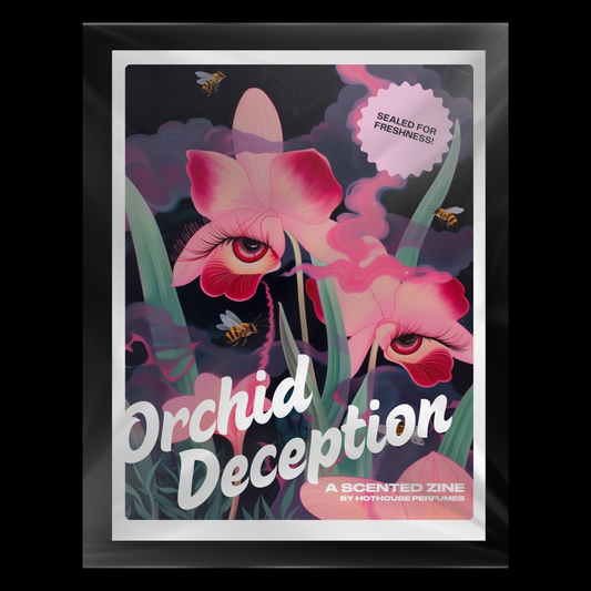 Orchid Deception scented zine with perfume sample